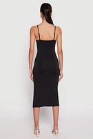 Womens Side Slit Cami Midi Dress, Black,