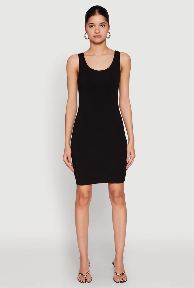 Womens Scoop Neck Mini Tank Dress, Black,