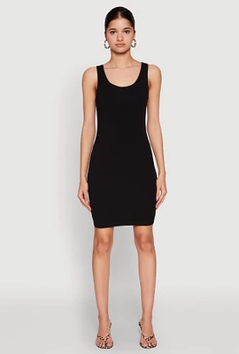 Womens Scoop Neck Mini Tank Dress, Black,