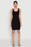 Womens Scoop Neck Mini Tank Dress, Black,