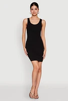 Womens Scoop Neck Mini Tank Dress, Black,