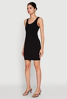 Womens Scoop Neck Mini Tank Dress, Black,