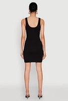 Womens Scoop Neck Mini Tank Dress, Black,