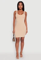 Womens Scoop Neck Mini Tank Dress,
