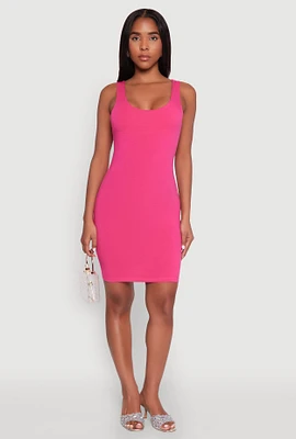 Womens Scoop Neck Mini Tank Dress, Pink, Size L