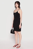 Womens Crepe Knit Scoop Neck Cami Dress,