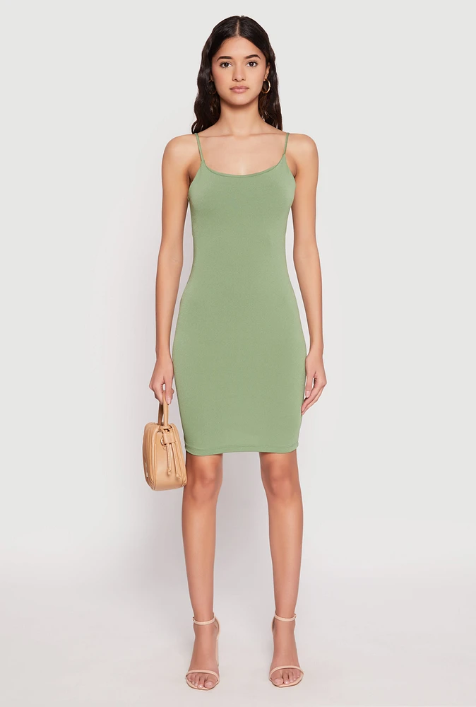 Womens Crepe Knit Scoop Neck Cami Dress,