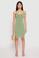 Womens Crepe Knit Scoop Neck Cami Dress, Green, Size L