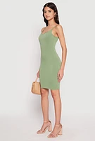 Womens Crepe Knit Scoop Neck Cami Dress, Green, Size L