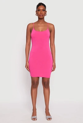 Womens Crepe Knit Scoop Neck Cami Dress, Pink, Size S