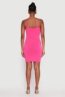 Womens Crepe Knit Scoop Neck Cami Dress, Pink, Size M