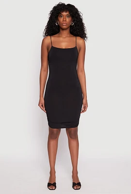 Womens Square Neck Ruched Cami Dress, M