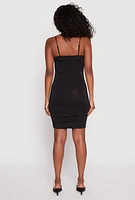 Womens Square Neck Ruched Cami Dress, M