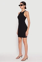 Womens Crew Neck Mini Racerback Tank Dress,