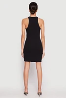 Womens Crew Neck Mini Racerback Tank Dress,