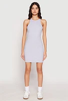 Womens Crew Neck Mini Racerback Tank Dress,