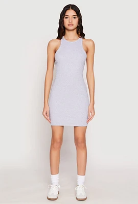 Womens Crew Neck Mini Racerback Tank Dress,