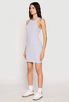 Womens Crew Neck Mini Racerback Tank Dress,