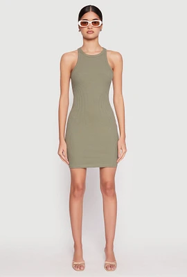 Womens Crew Neck Mini Racerback Tank Dress,