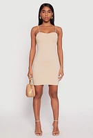 Womens Ribbed Knit Bustier Cami Mini Dress,