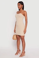 Womens Ribbed Knit Bustier Cami Mini Dress,