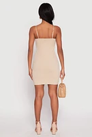 Womens Ribbed Knit Bustier Cami Mini Dress,