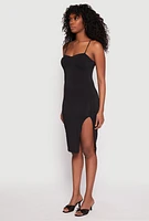 Womens Crepe Knit Side Slit Bustier Dress,