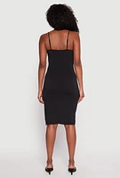 Womens Crepe Knit Side Slit Bustier Dress,