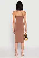 Womens Crepe Knit Side Slit Bustier Dress, Brown, Size M
