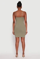 Womens Corset Cami Mini Dress, Green, Size S
