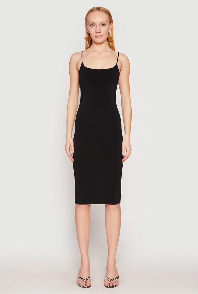 Womens Tie Back Bodycon Midi Dress, Black, Size L