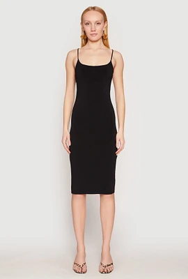 Womens Tie Back Bodycon Midi Dress, Black, Size L