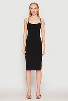 Womens Tie Back Bodycon Midi Dress, Black, Size L