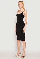Womens Tie Back Bodycon Midi Dress, Black, Size L