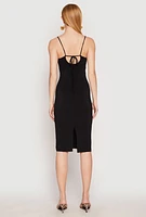 Womens Tie Back Bodycon Midi Dress, Black, Size L