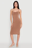 Womens Tie Back Bodycon Midi Dress, Brown, Size M