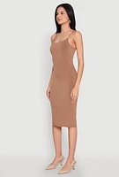 Womens Tie Back Bodycon Midi Dress, Brown, Size M