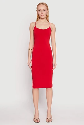 Womens Tie Back Bodycon Midi Dress, Red, Size M