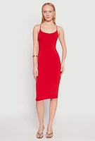 Womens Tie Back Bodycon Midi Dress, Red, Size M