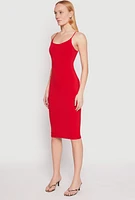 Womens Tie Back Bodycon Midi Dress, Red, Size M