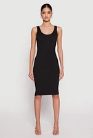 Womens Scoop Neck Midi Dress, Black,