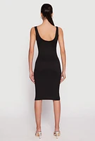 Womens Scoop Neck Midi Dress, Black, Size S