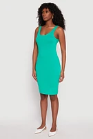 Womens Scoop Neck Midi Dress, Green, Size L