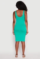 Womens Scoop Neck Midi Dress, Green, Size L