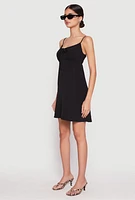 Womens Tie Front Keyhole Cami Dress, Black, Size S