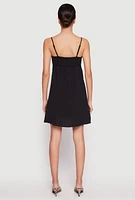 Womens Tie Front Keyhole Cami Dress, Black, Size S