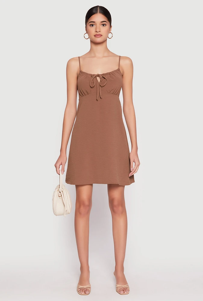 Womens Tie Front Keyhole Cami Dress,
