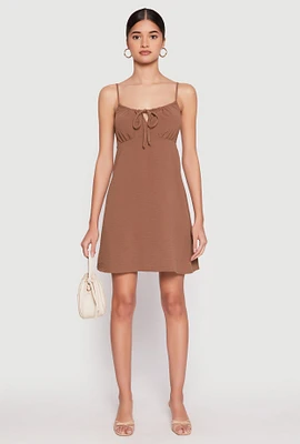 Womens Tie Front Keyhole Cami Dress,