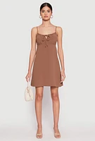 Womens Tie Front Keyhole Cami Dress,