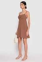 Womens Tie Front Keyhole Cami Dress,
